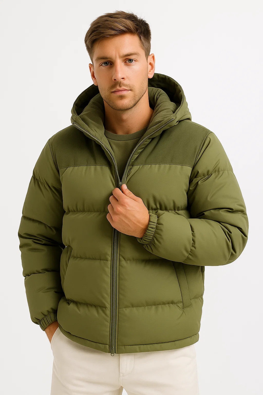 Puffer Jas Heren – Lichtgewicht en geïsoleerd met capuchon en zakken