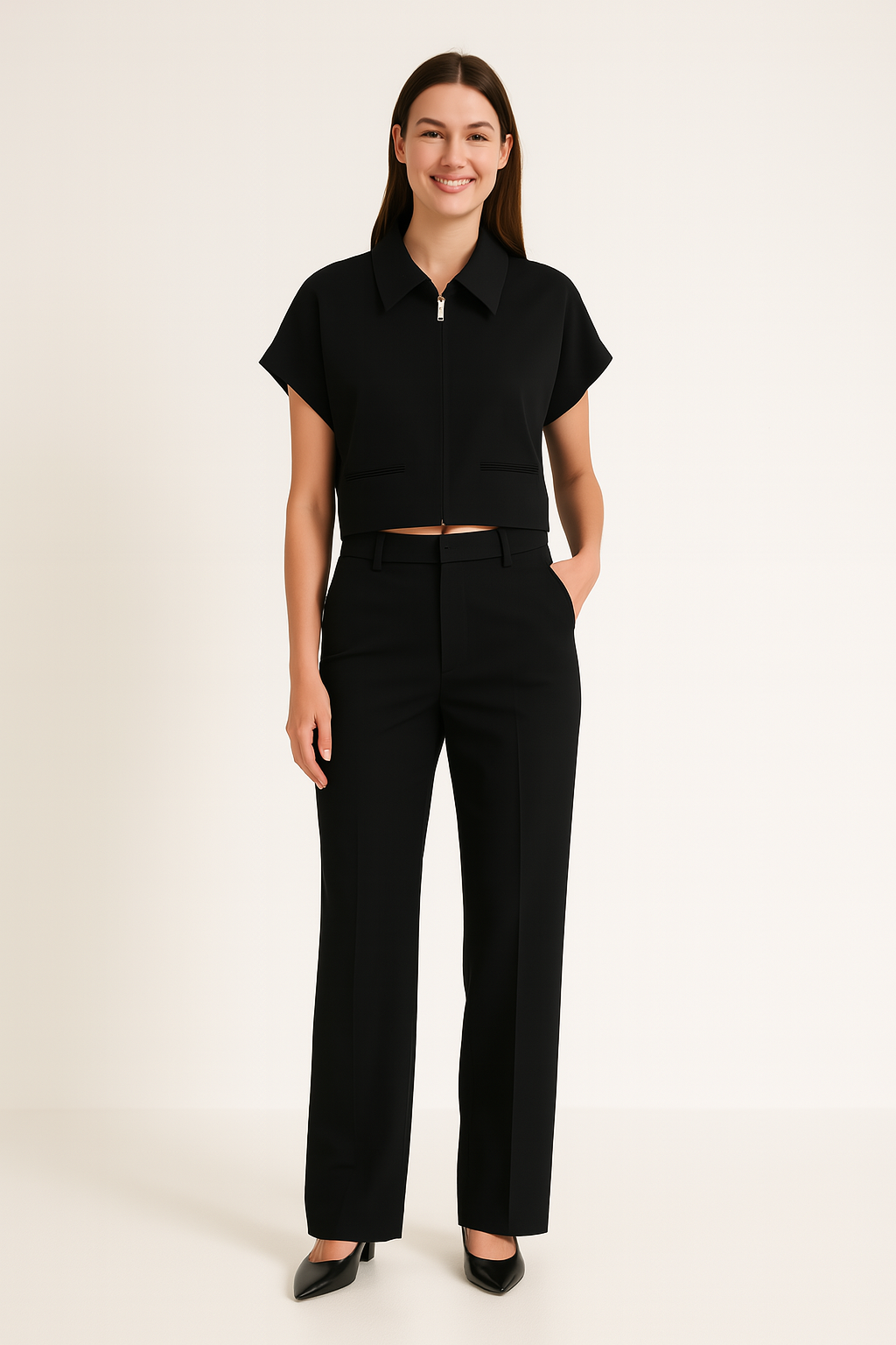 Tweedelig Damespak met Zip-Top en Broek