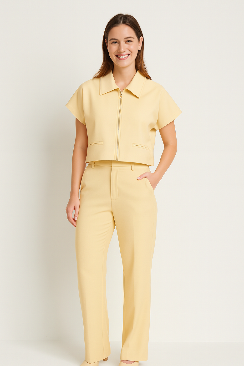 Tweedelig Damespak met Zip-Top en Broek
