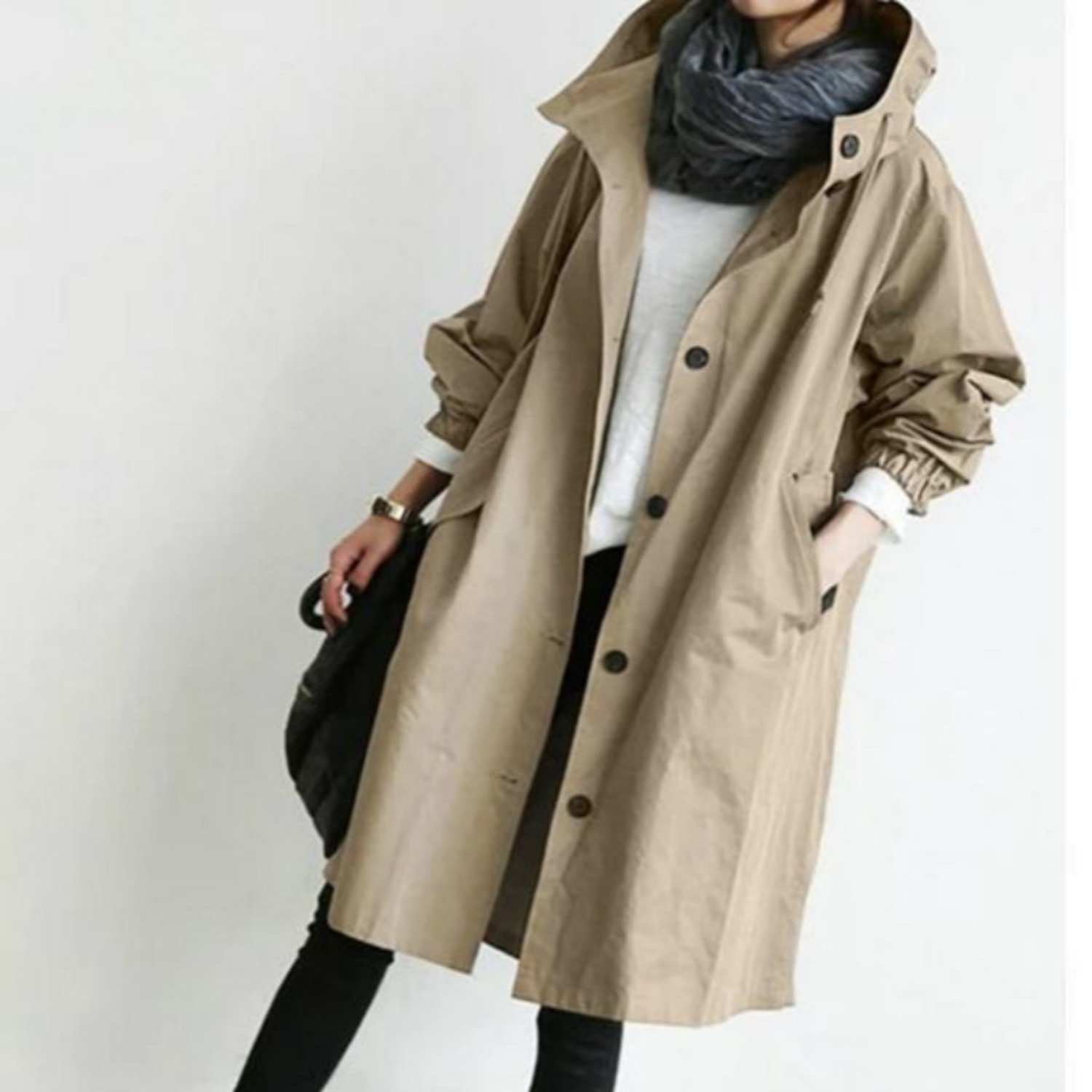 CELINE | Lange Trenchcoat met Capuchon – Stijlvol & Functioneel