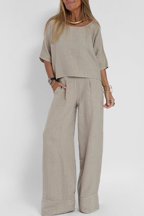 Eloise – Luchtig Tweedelig Pak met Hoge Taille Broek