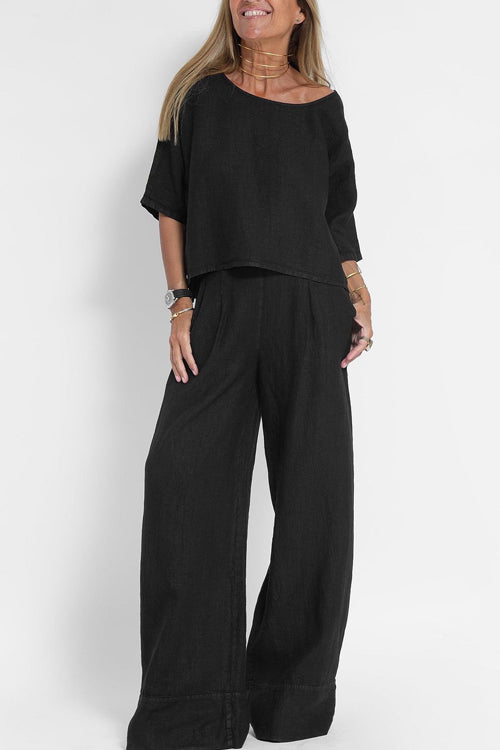 Eloise – Luchtig Tweedelig Pak met Hoge Taille Broek