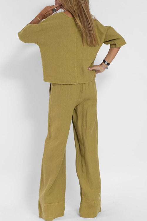 Eloise – Luchtig Tweedelig Pak met Hoge Taille Broek