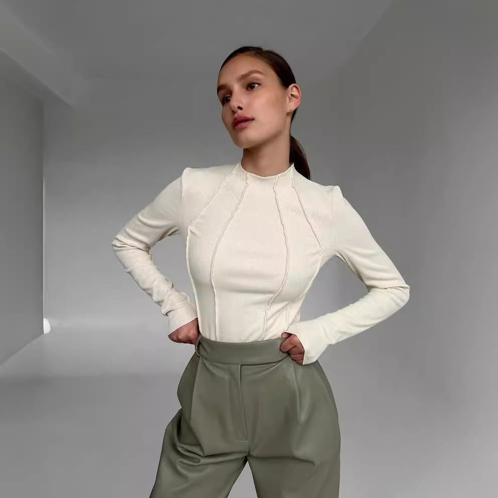Isabeau | Dames Shirt met Ribstructuur en Lange Mouwen