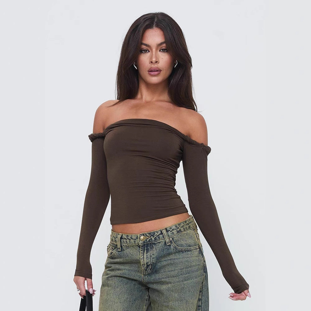 Liva | Off-Shoulder Dames Top met Lange Mouwen