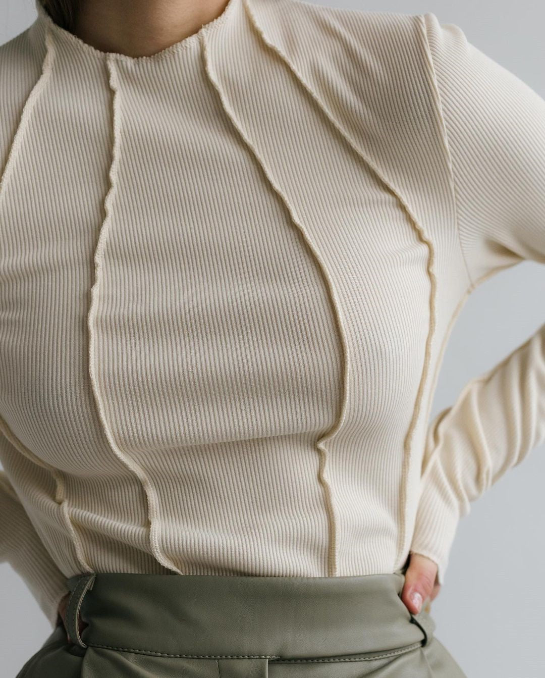 Isabeau | Dames Shirt met Ribstructuur en Lange Mouwen