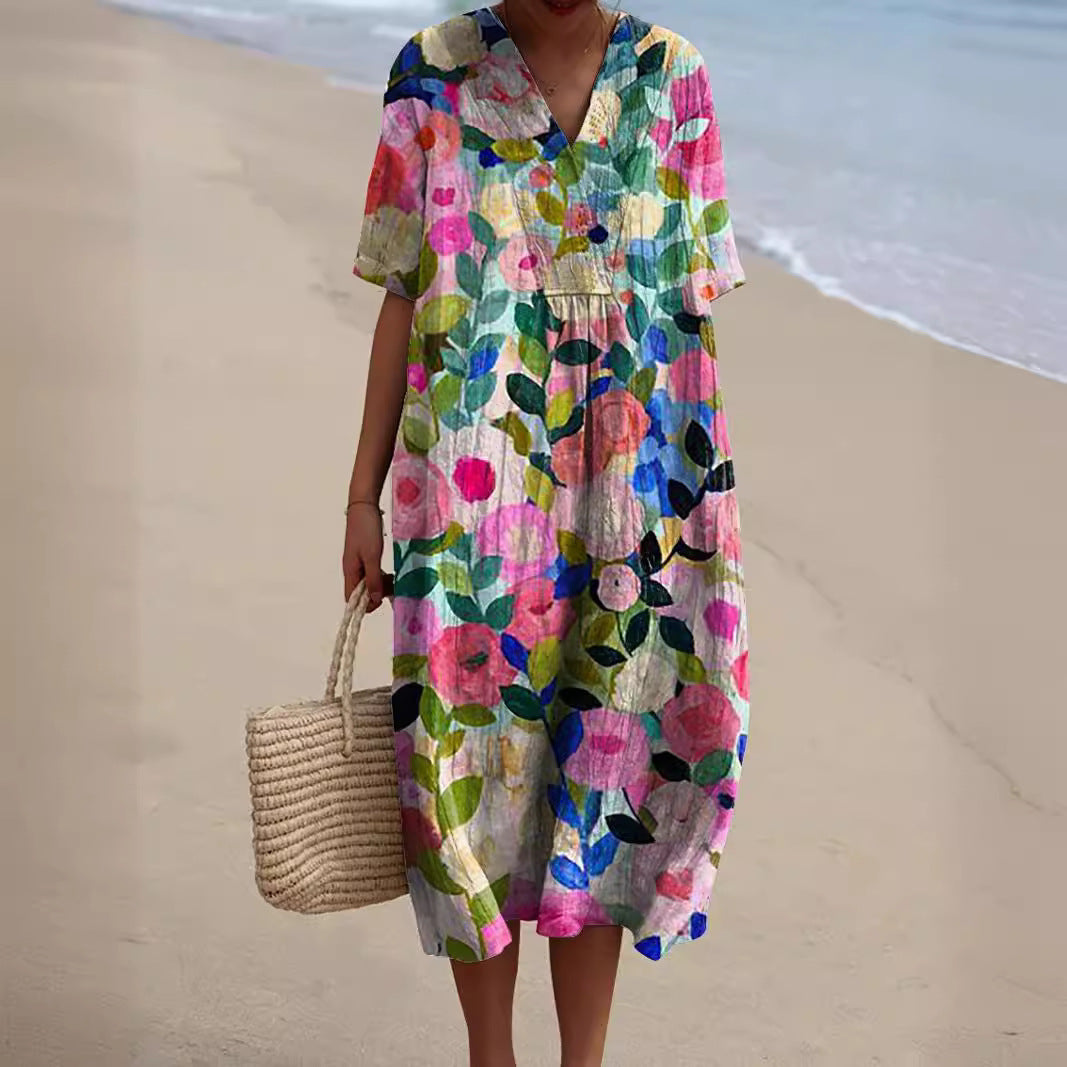Lotte Dames Zomerjurk Met Bloemenprint-1