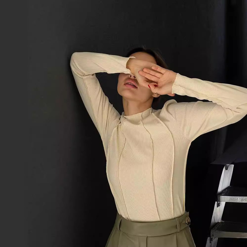 Isabeau | Dames Shirt met Ribstructuur en Lange Mouwen