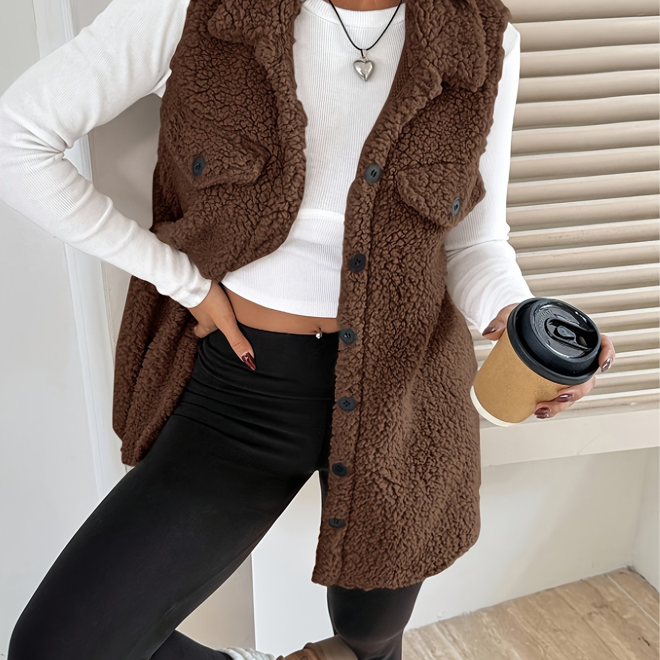 Teddy Bodywarmer Dames – Lang model met zachte teddy stof