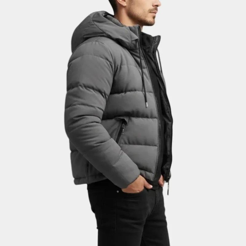 Heren Gewatteerde Pufferjas | Warm en modern met hoge kraag