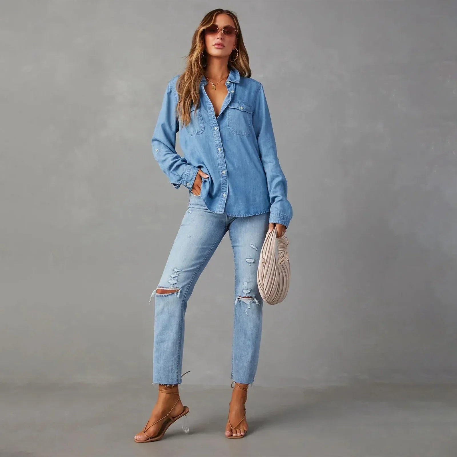 Klassiek Dames Jeanshemd