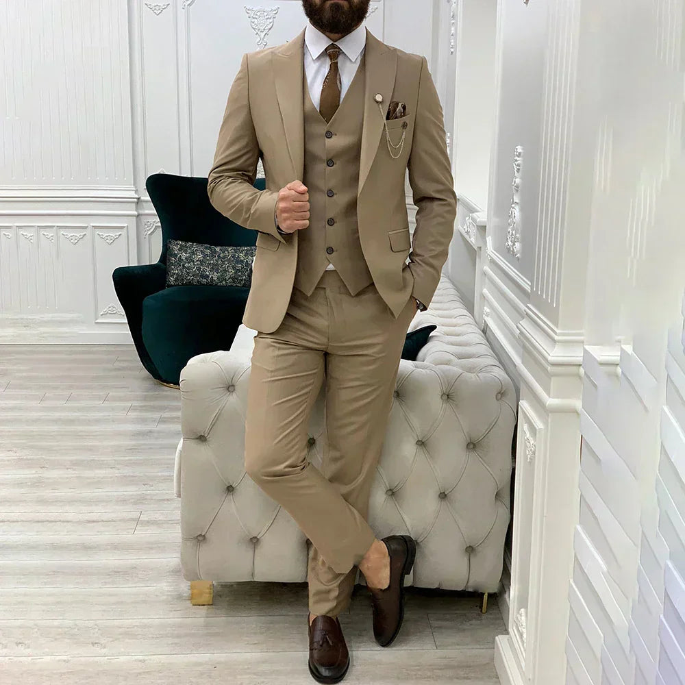 Heren Slim Fit Pak – 3-Delig Business Kostuum Voor Zakelijke Gelegenheden