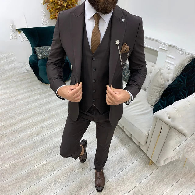 Heren Slim Fit Pak – 3-Delig Business Kostuum Voor Zakelijke Gelegenheden