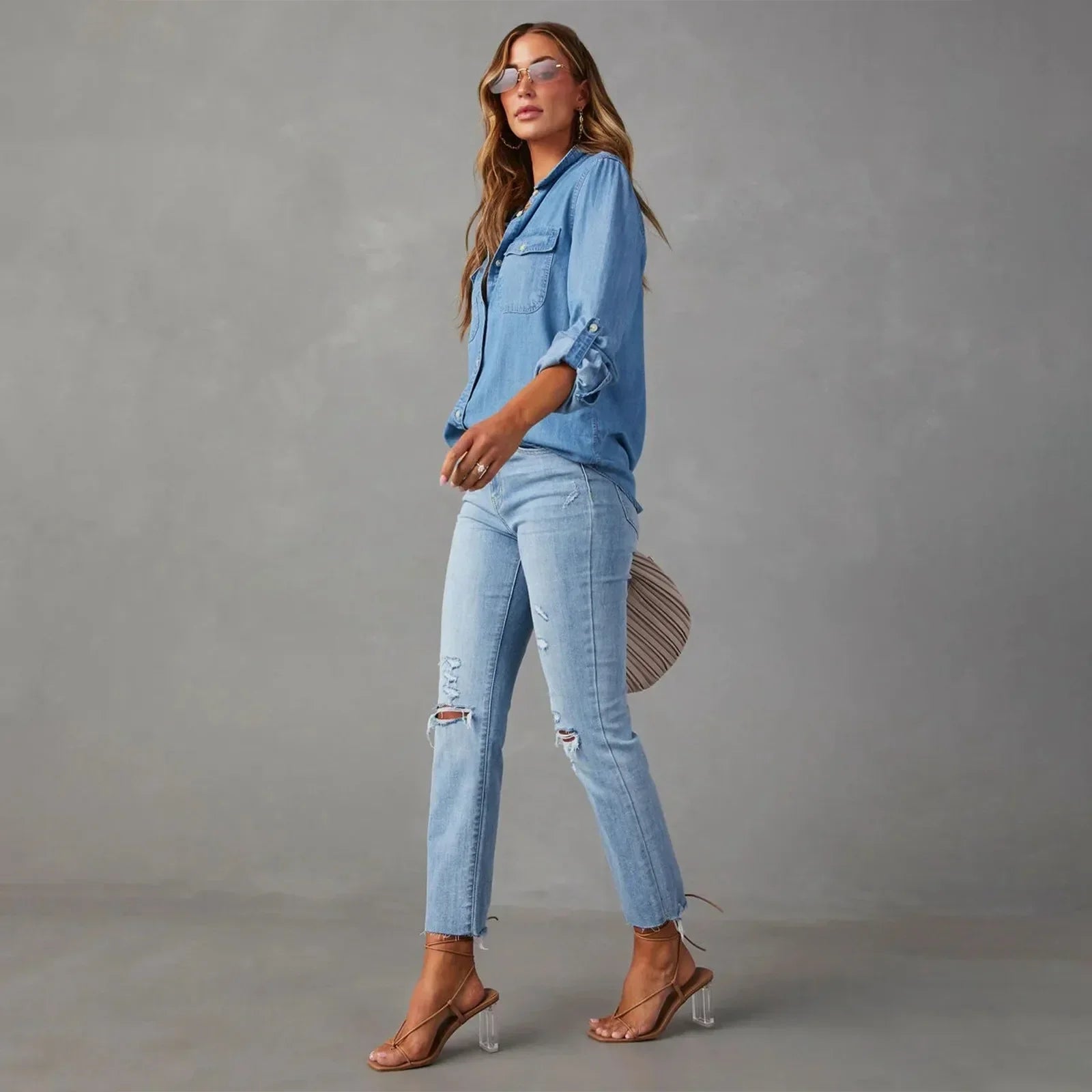 Klassiek Dames Jeanshemd