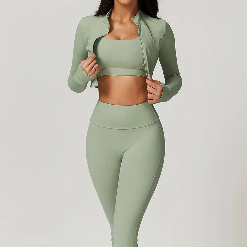 Sportset Dames 3-Delig | Legging, top en vest voor pilates en fitness