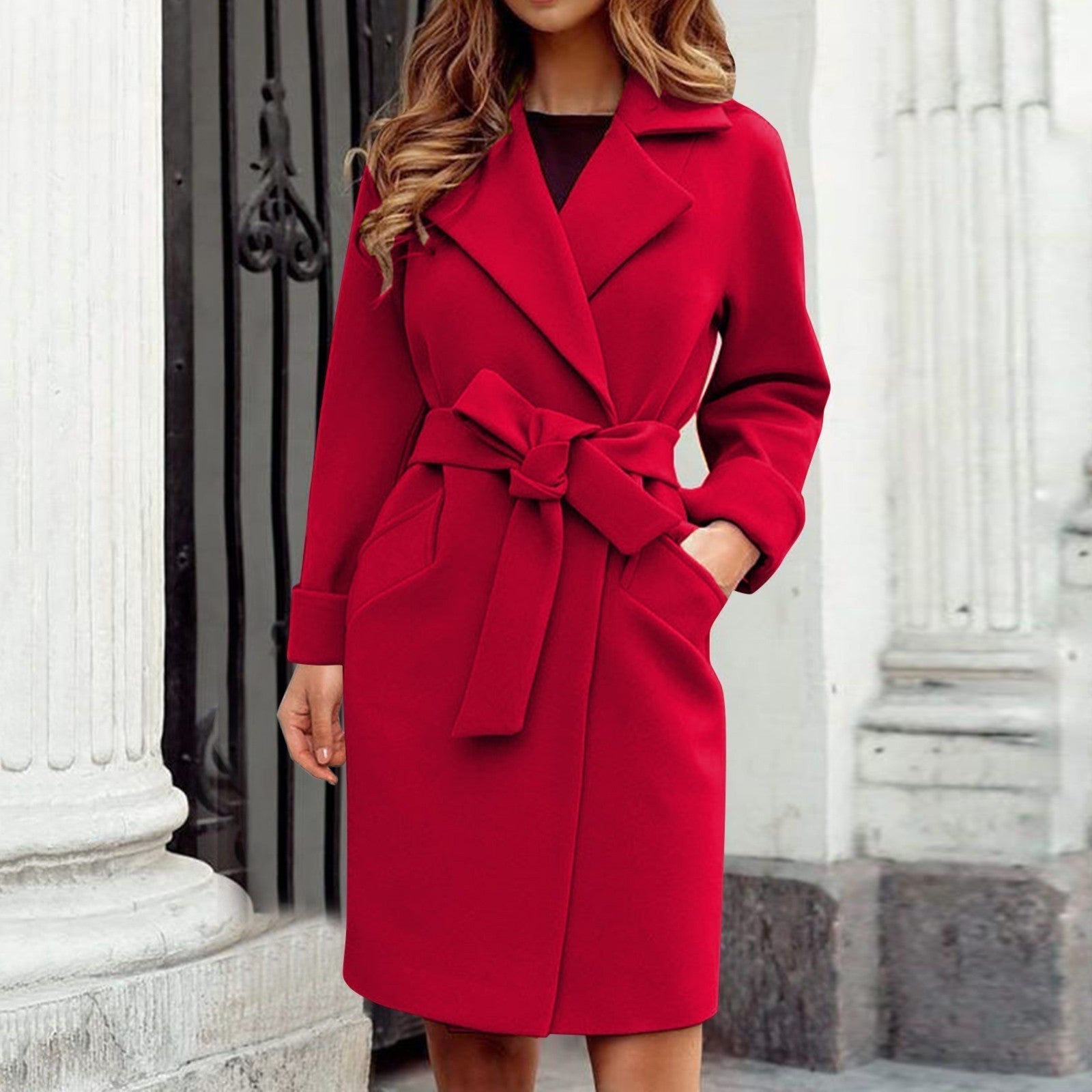 Dames Trenchcoat Lang – Winterjas met Knoopsluiting