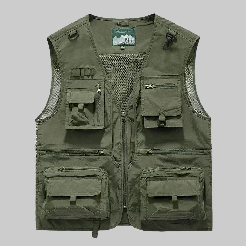 Heren Outdoor Vest met Meerdere Zakken – Sneldrogend Mesh voor Actief Gebruik