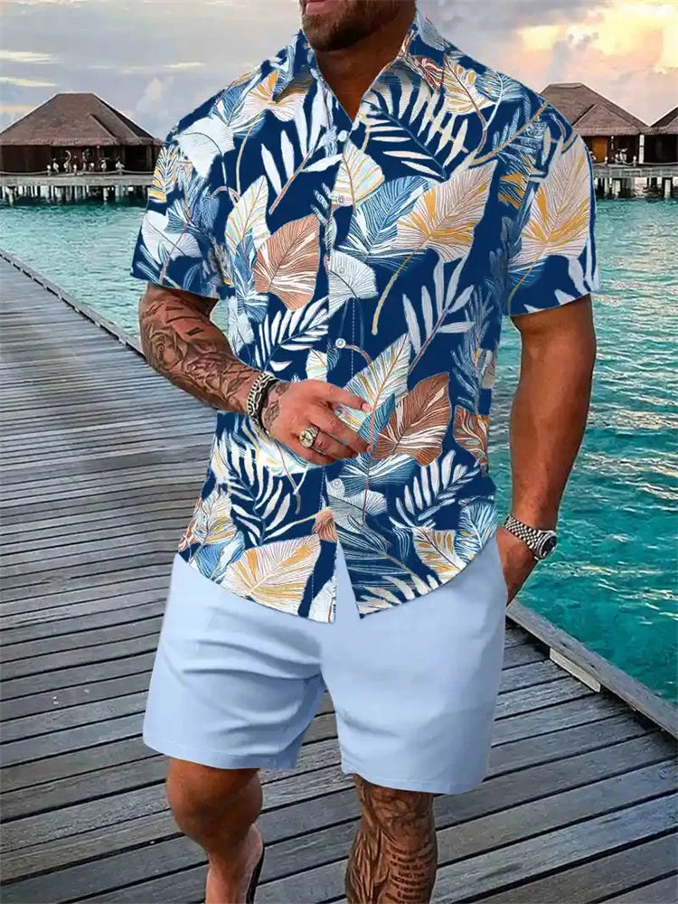 Variant image for Luca Men's Short Sleeve Shirt and Shorts Set-29