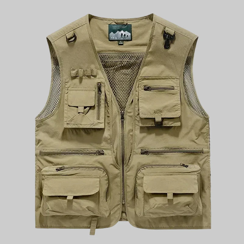 Heren Outdoor Vest met Meerdere Zakken – Sneldrogend Mesh voor Actief Gebruik