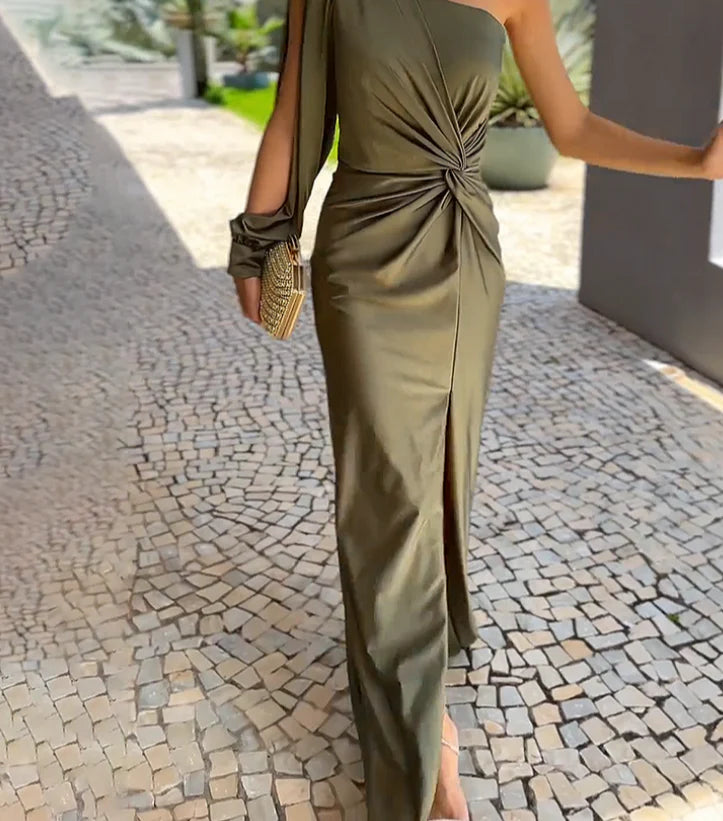 Mode Outlet | One Shoulder Lange Jurk – Elegant & Verfijnd