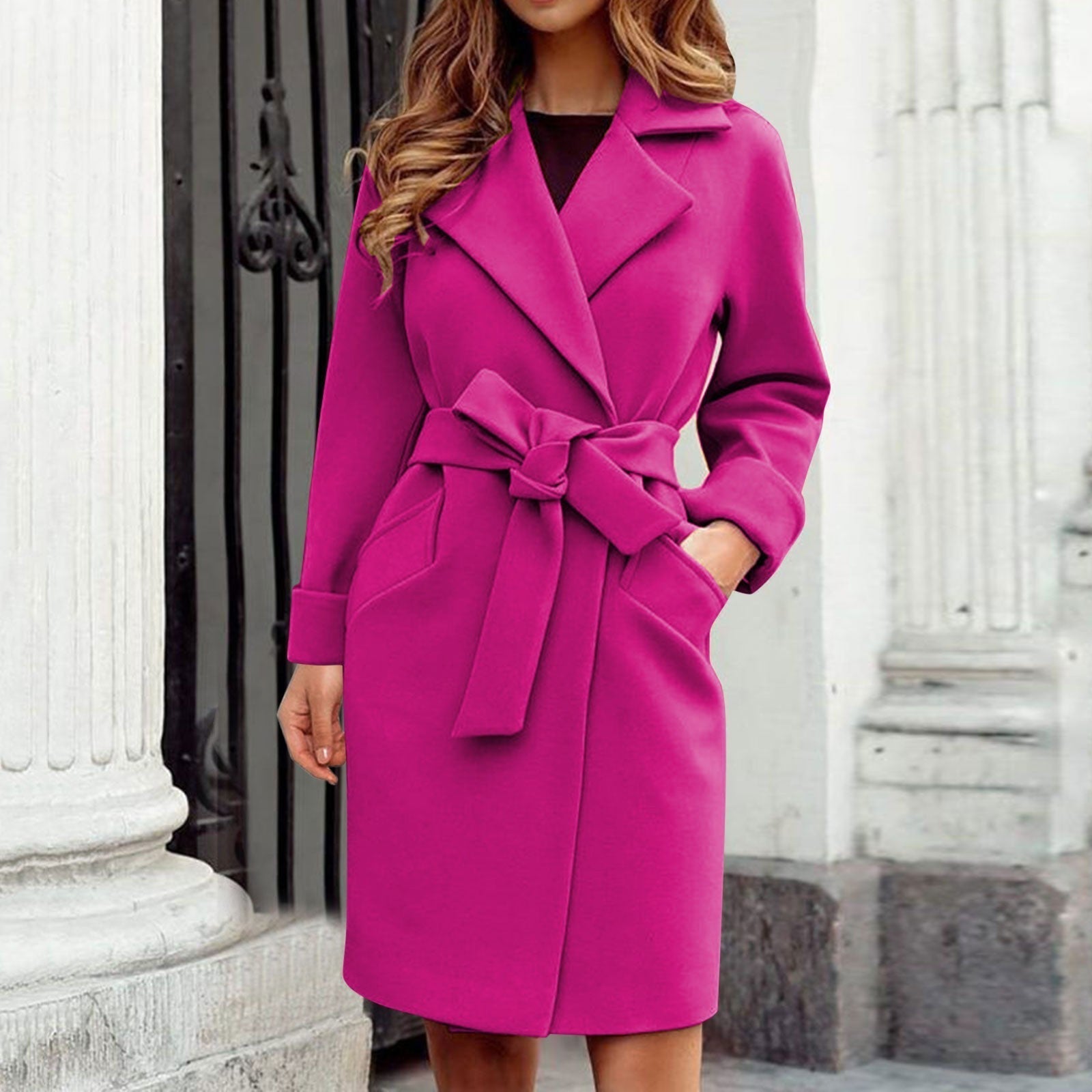 Dames Trenchcoat Lang – Winterjas met Knoopsluiting