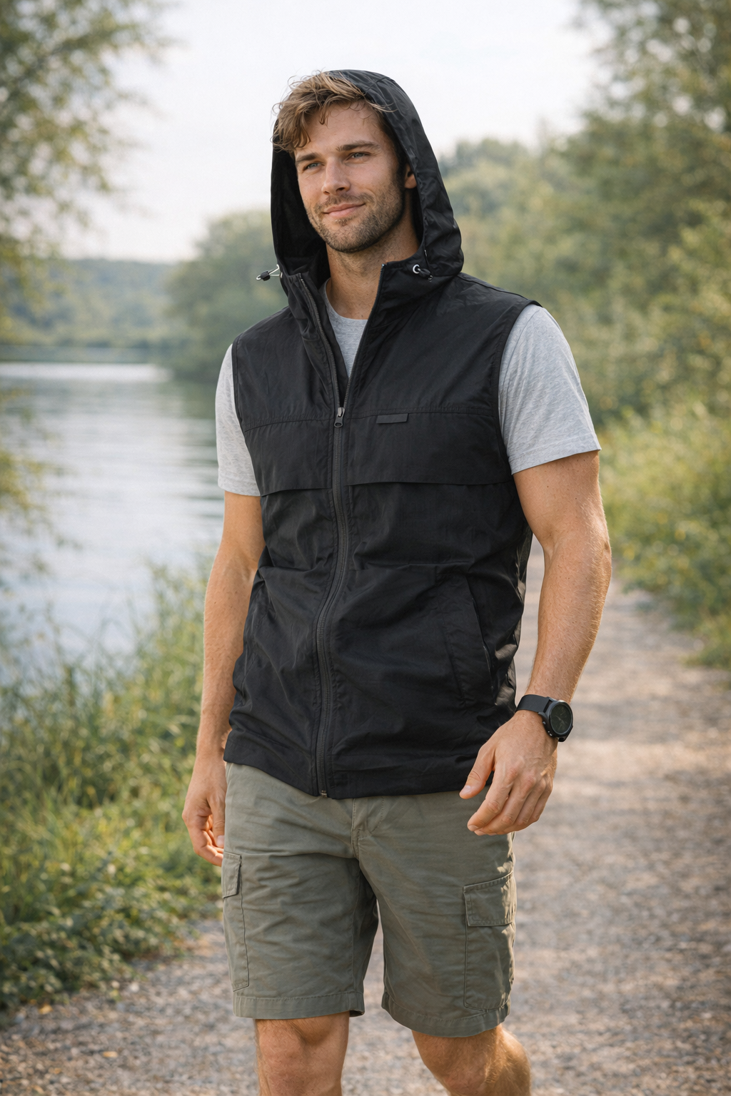 Lichtgewicht Mouwloos Vest met Capuchon