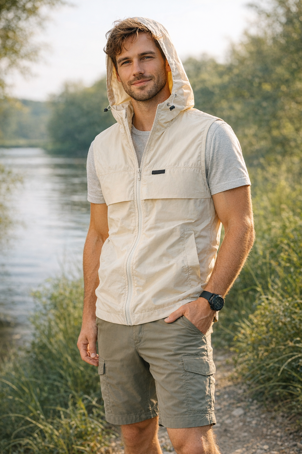 Lichtgewicht Mouwloos Vest met Capuchon