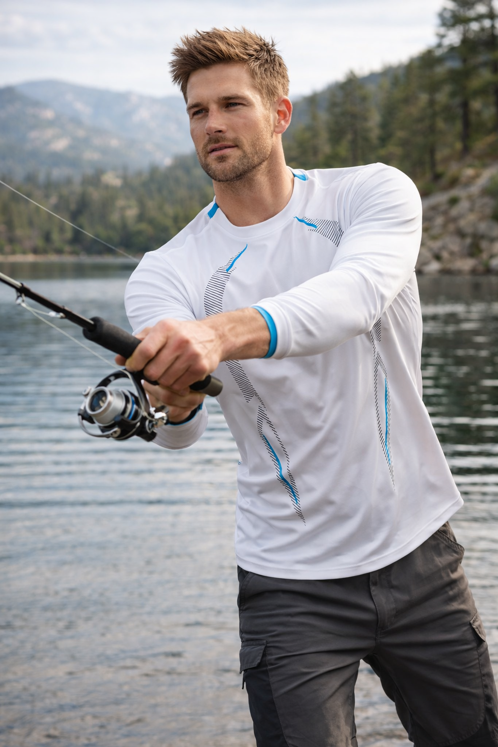 Heren Ademend Outdoor T-Shirt met Lange Mouwen – Lichtgewicht Trail Layer