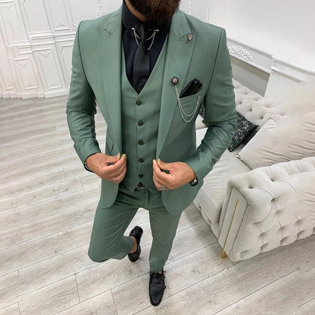 Heren Slim Fit Pak – 3-Delig Business Kostuum Voor Zakelijke Gelegenheden