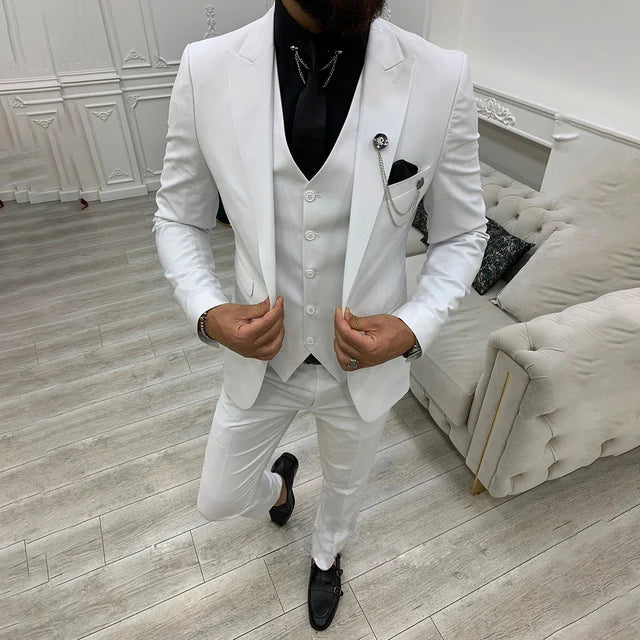 Heren Slim Fit Pak – 3-Delig Business Kostuum Voor Zakelijke Gelegenheden