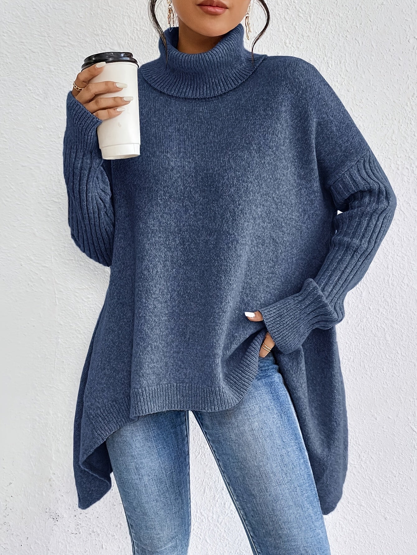 Dames coltrui | Oversized model met hoge kraag en moderne pasvorm