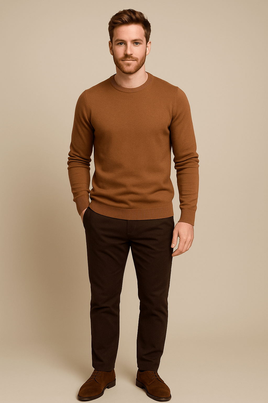 Heren trui met ronde hals | Regular fit gebreid design