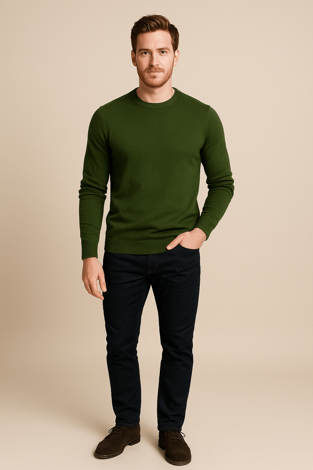 Heren trui met ronde hals | Regular fit gebreid design