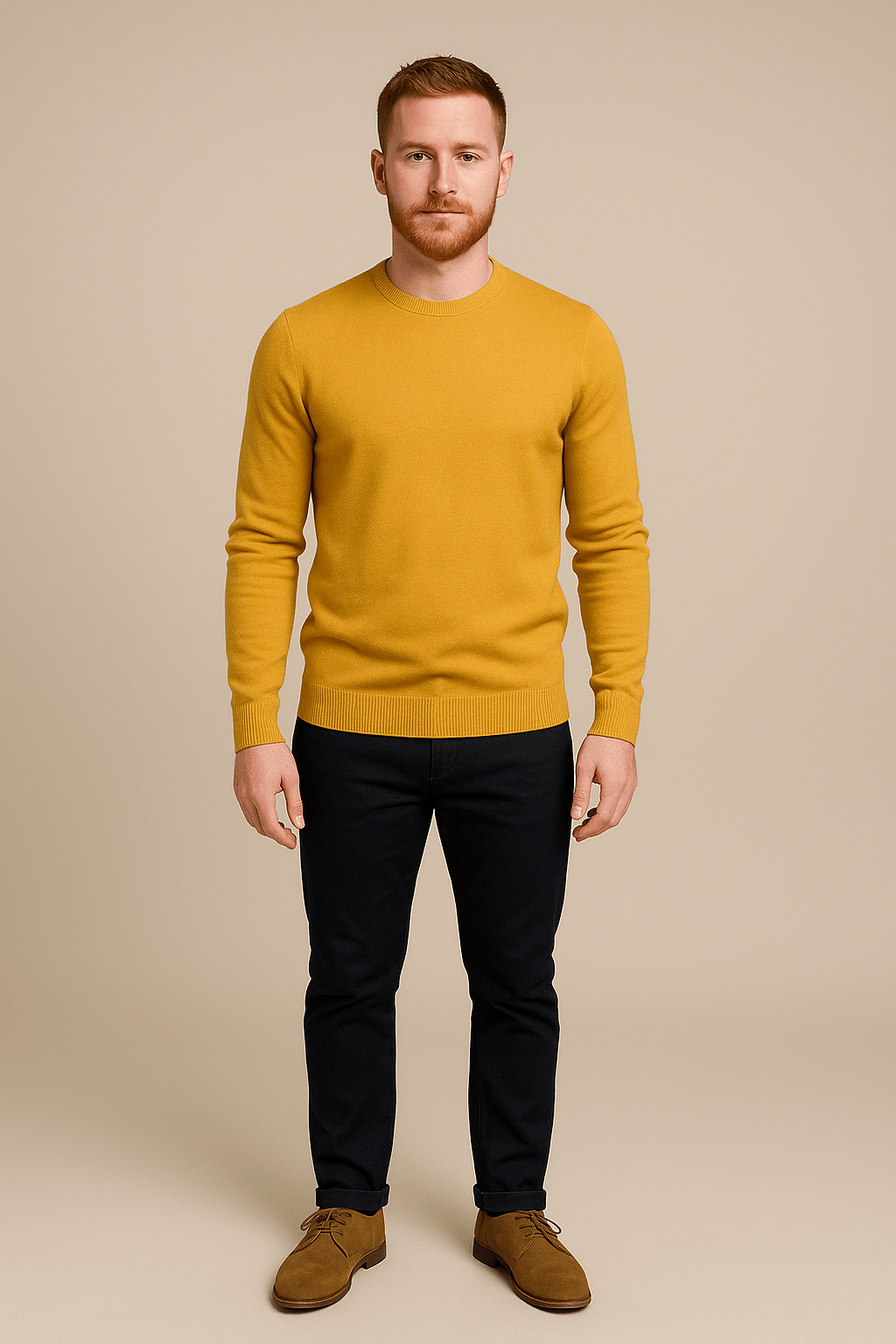 Heren trui met ronde hals | Regular fit gebreid design