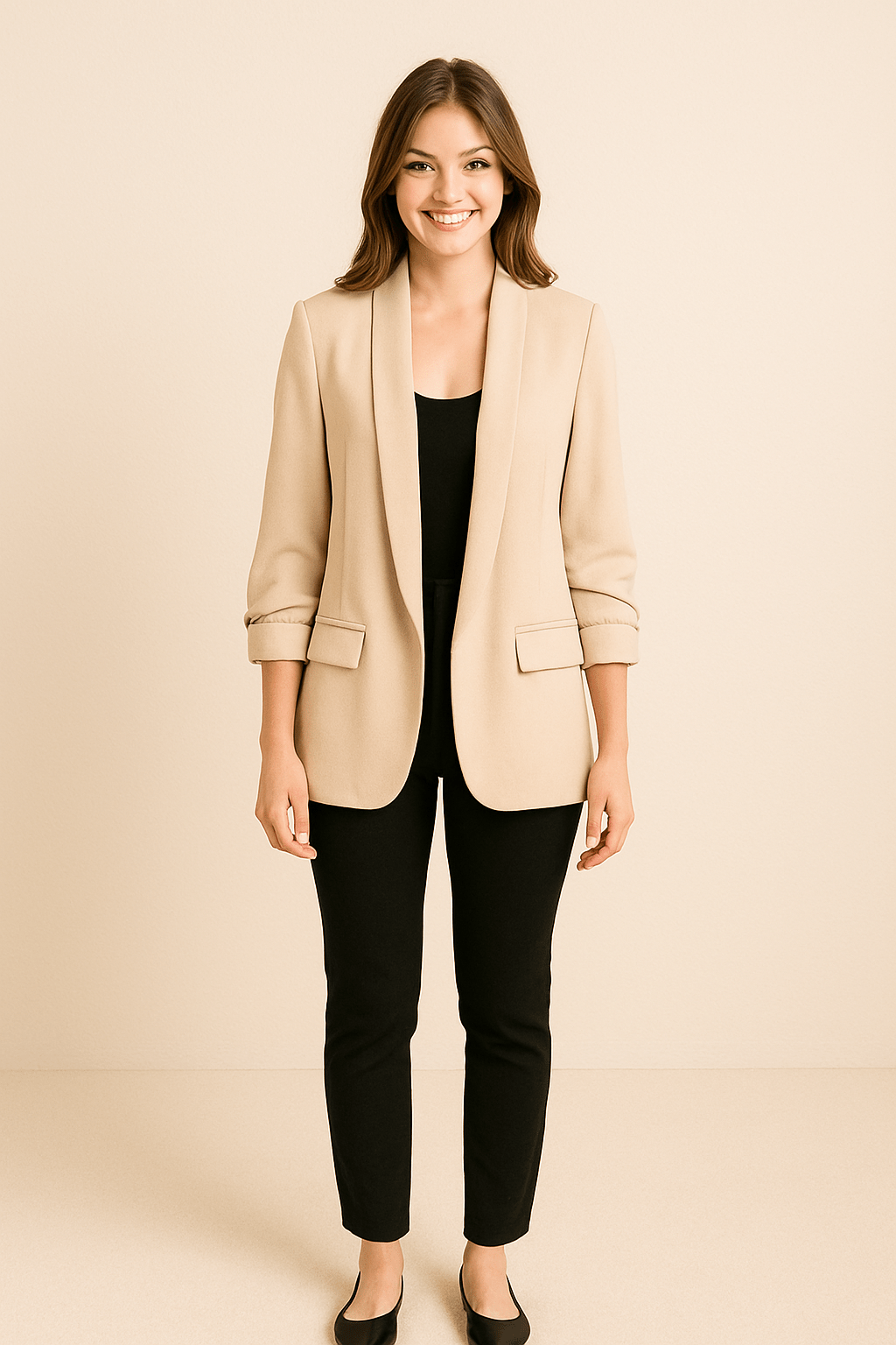 Lichte dames blazer | Casual colbert met opgerolde mouwen