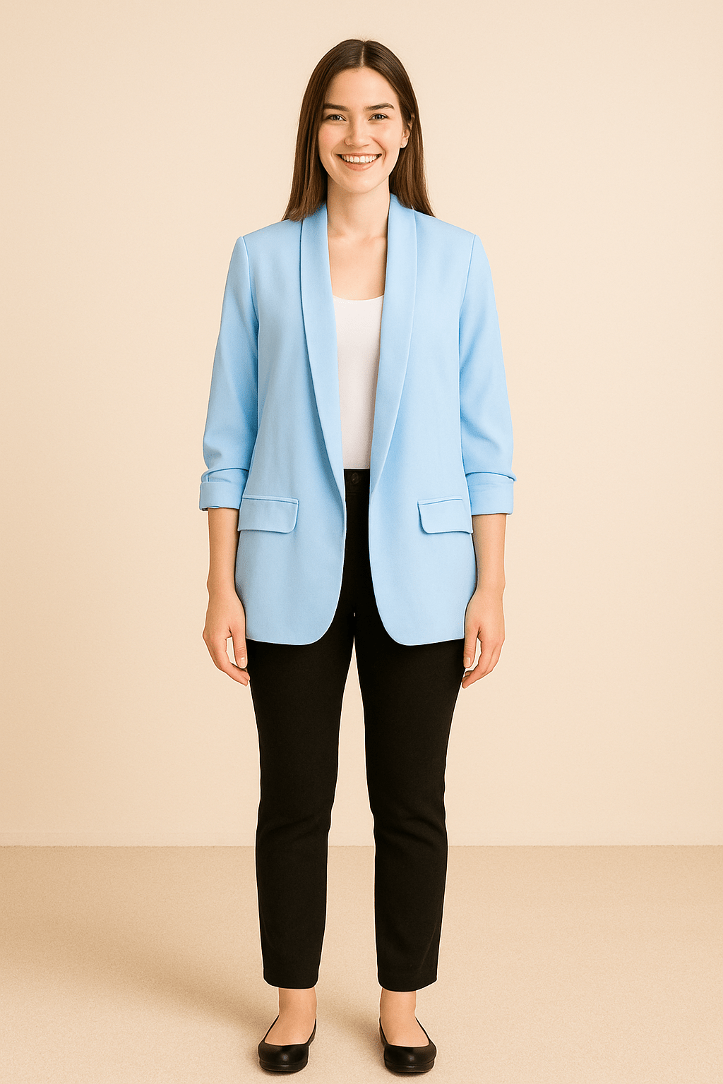 Lichte dames blazer | Casual colbert met opgerolde mouwen