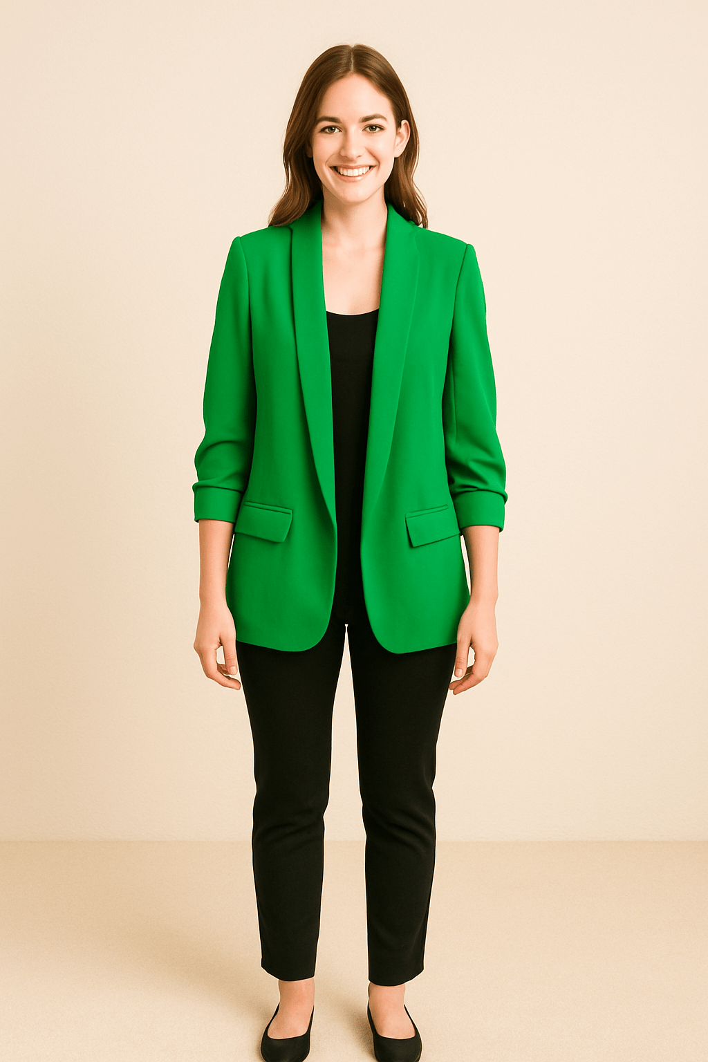 Lichte dames blazer | Casual colbert met opgerolde mouwen
