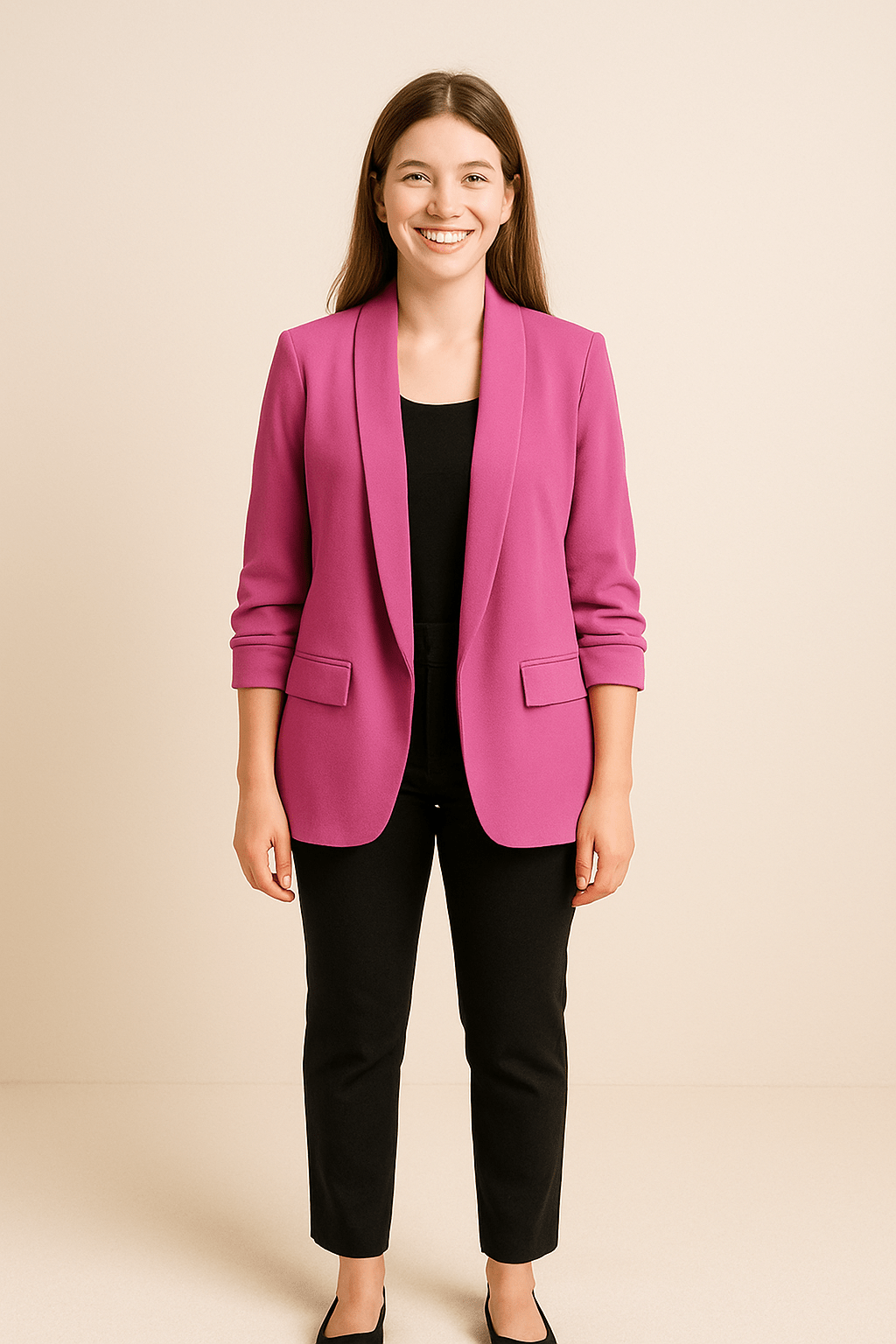 Lichte dames blazer | Casual colbert met opgerolde mouwen