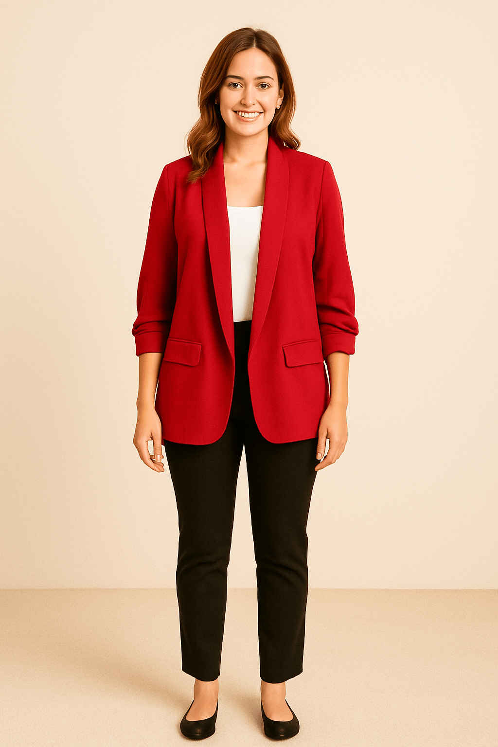 Lichte dames blazer | Casual colbert met opgerolde mouwen