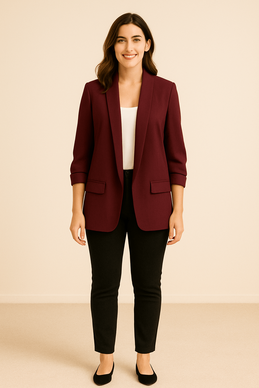 Lichte dames blazer | Casual colbert met opgerolde mouwen