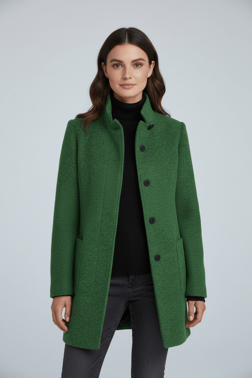 Dames jas | Elegante lange jas met opstaande kraag en tijdloze pasvorm