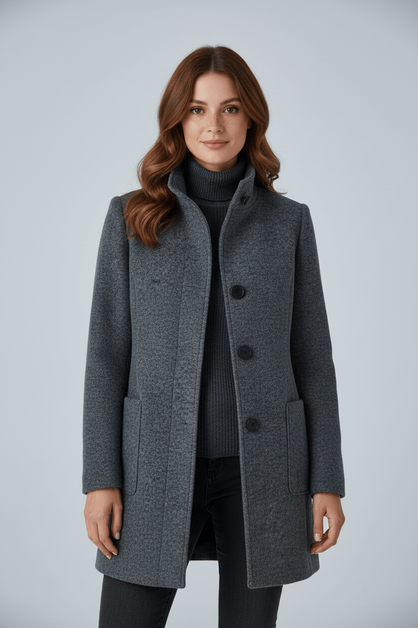 Dames jas | Elegante lange jas met opstaande kraag en tijdloze pasvorm
