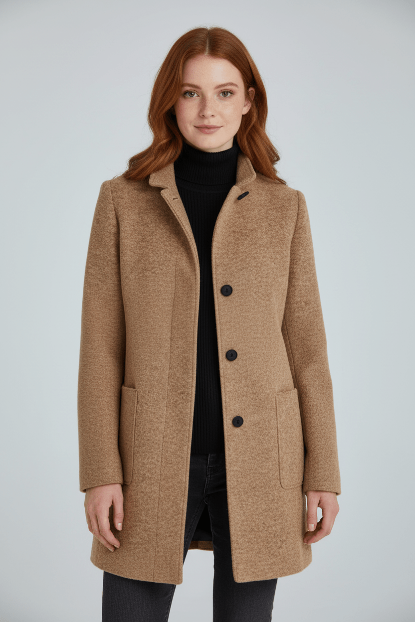 Dames jas | Elegante lange jas met opstaande kraag en tijdloze pasvorm