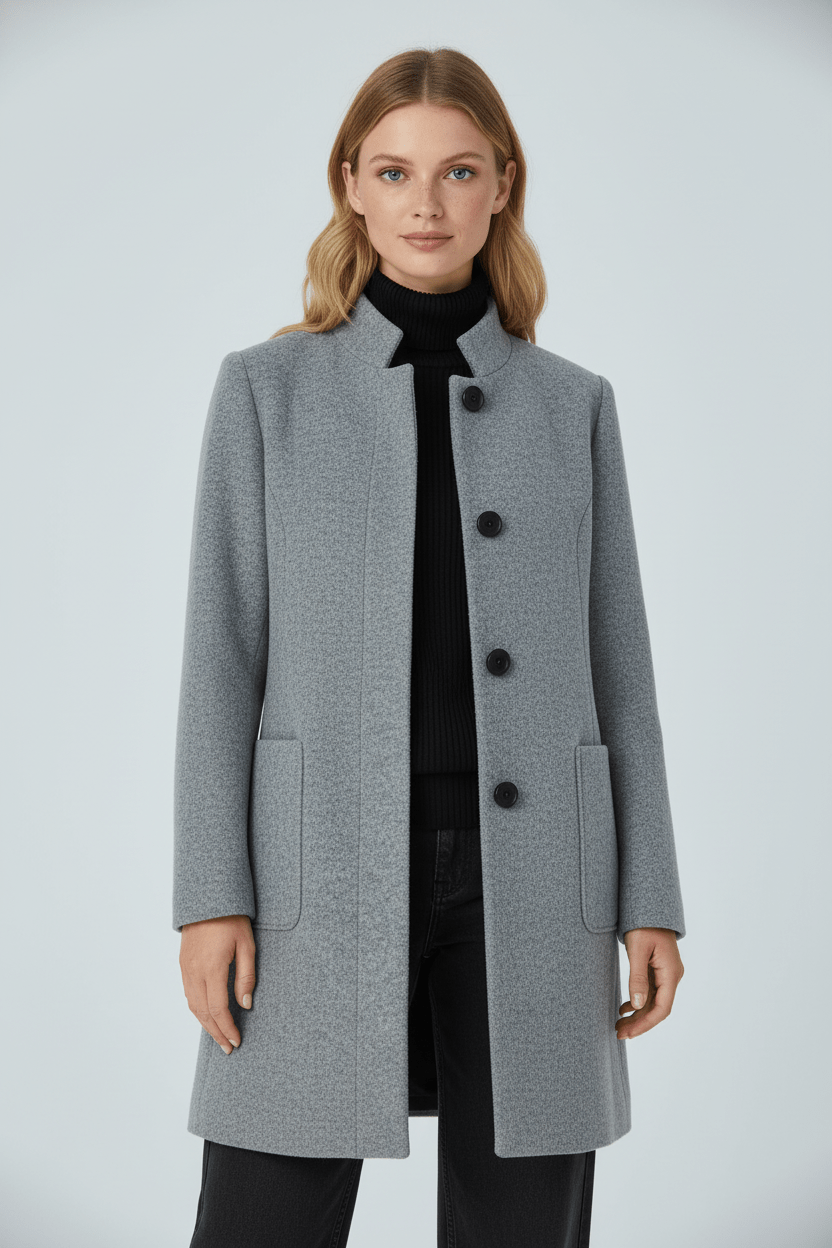 Dames jas | Elegante lange jas met opstaande kraag en tijdloze pasvorm