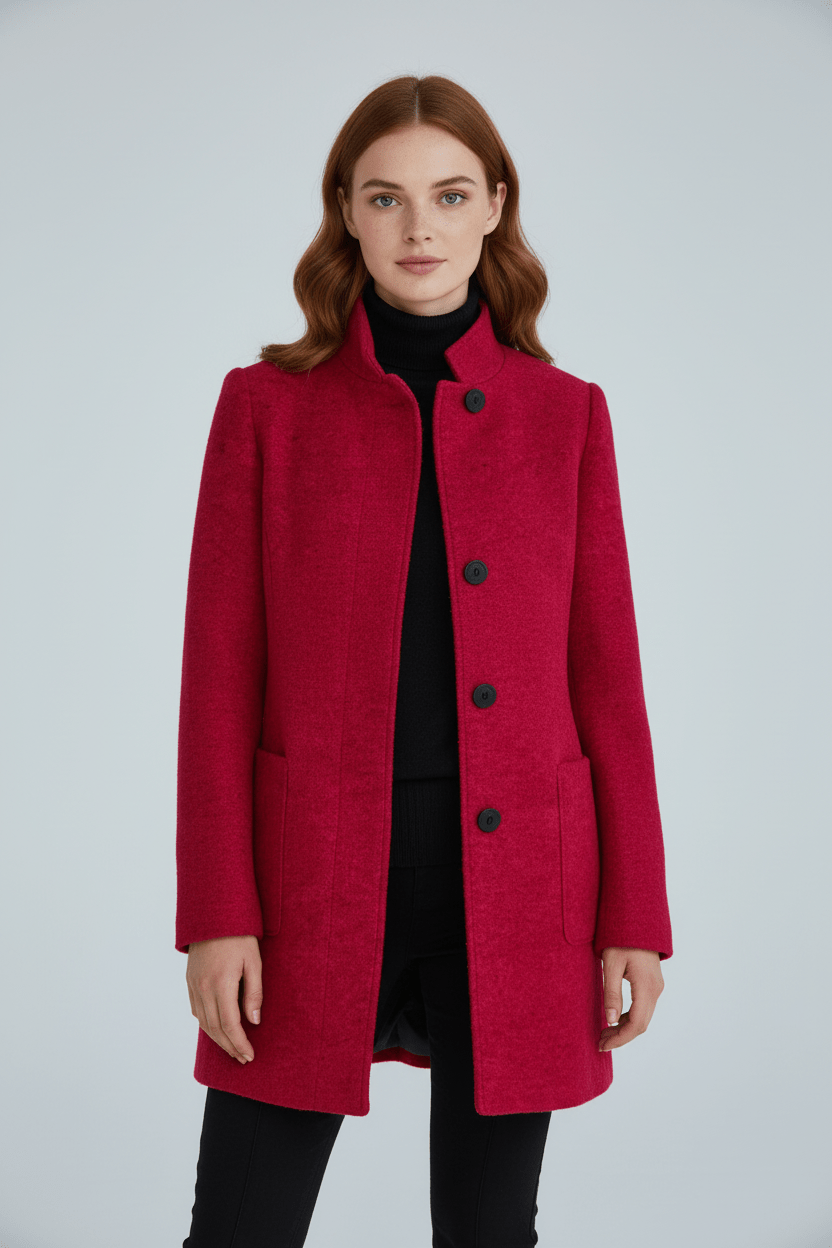 Dames jas | Elegante lange jas met opstaande kraag en tijdloze pasvorm