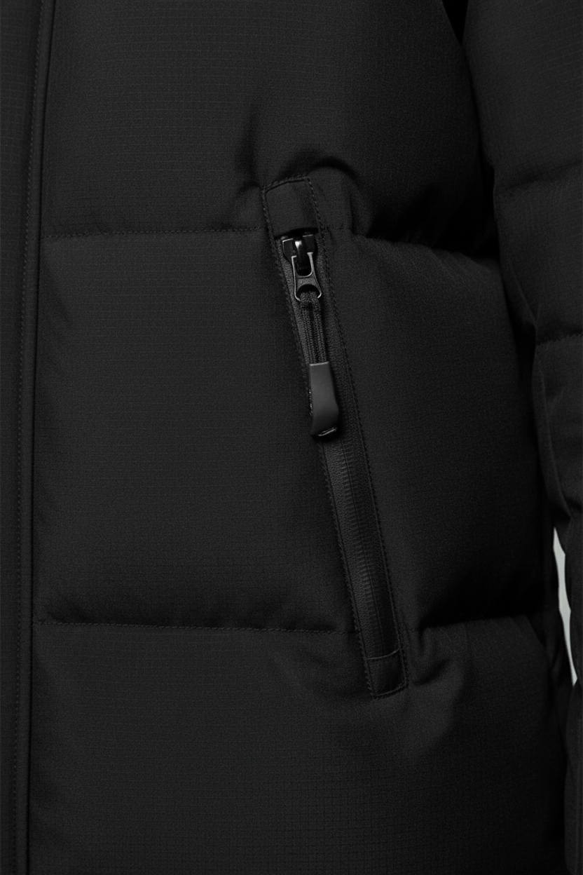 Heren Lange Jas met Capuchon en Verzorgde, Moderne Uitstraling