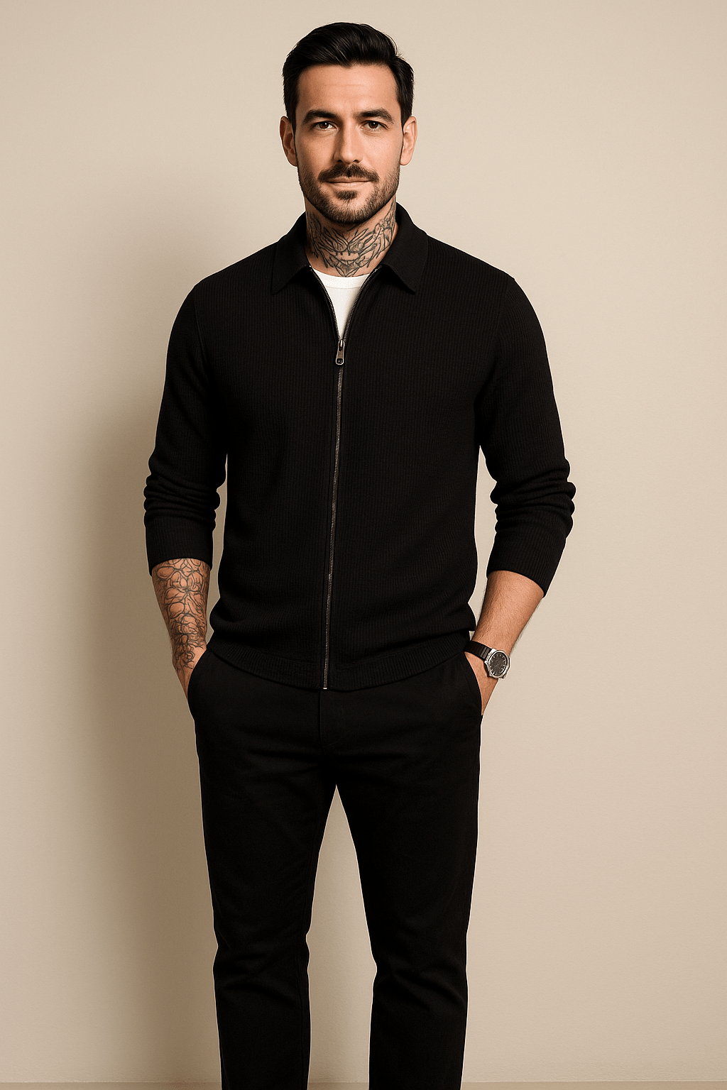 Heren vest met rits | Gebreid waffle-design & moderne pasvorm