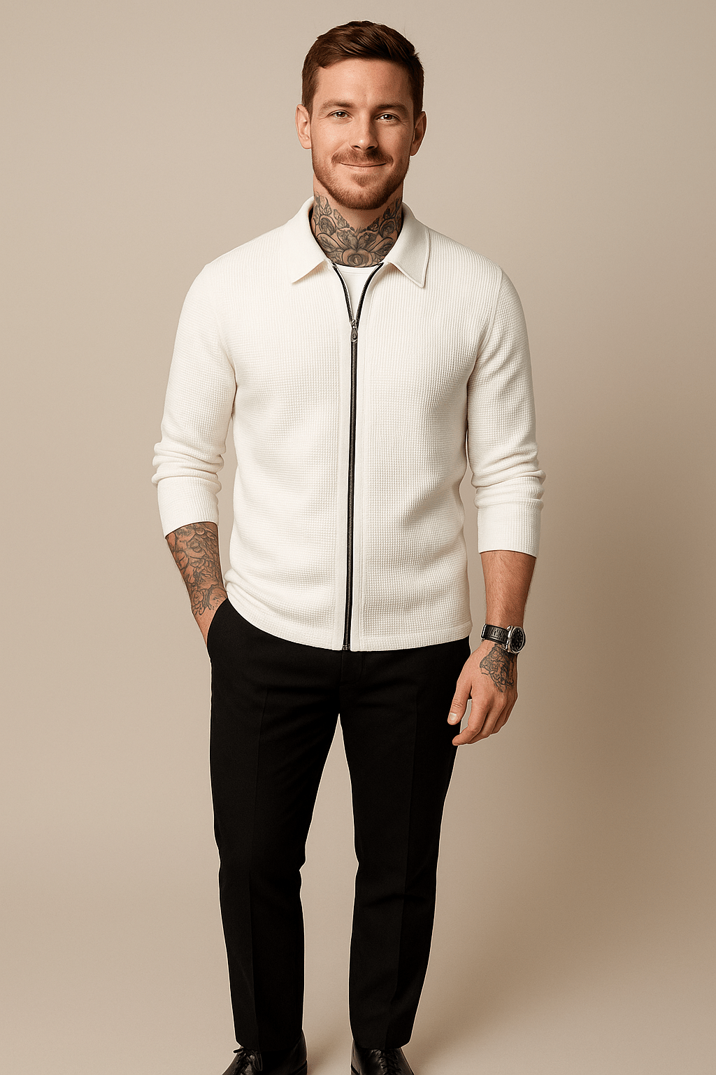 Heren vest met rits | Gebreid waffle-design & moderne pasvorm