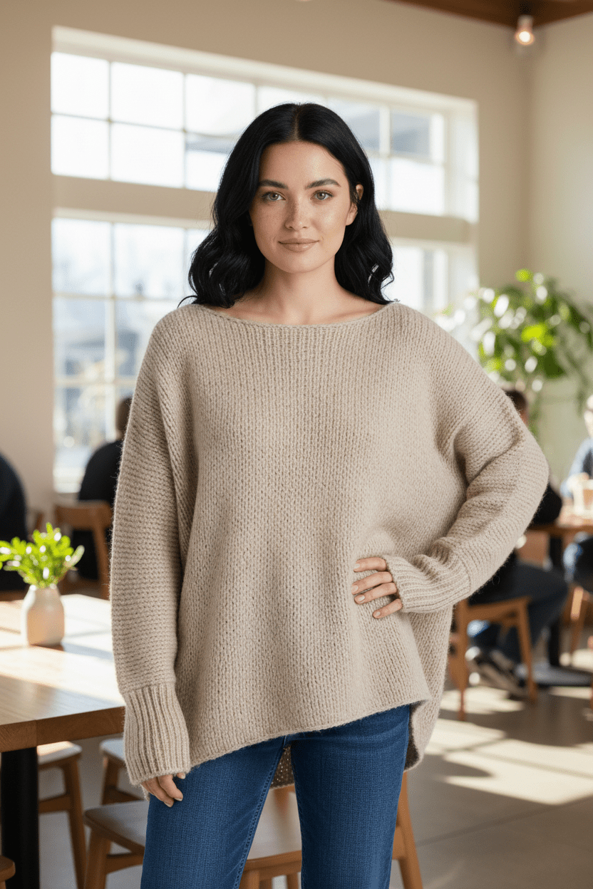 Dames Oversized Trui met Off-Shoulder Halslijn | Zacht, Warm & Casual Chic