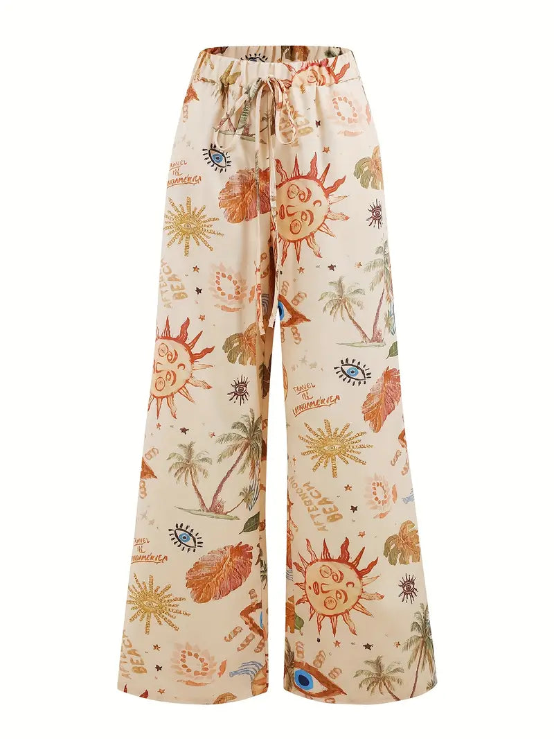 Mode Outlet | Boho Broek met Wijde Pijpen – Mystieke Print & Relaxte Pasvorm